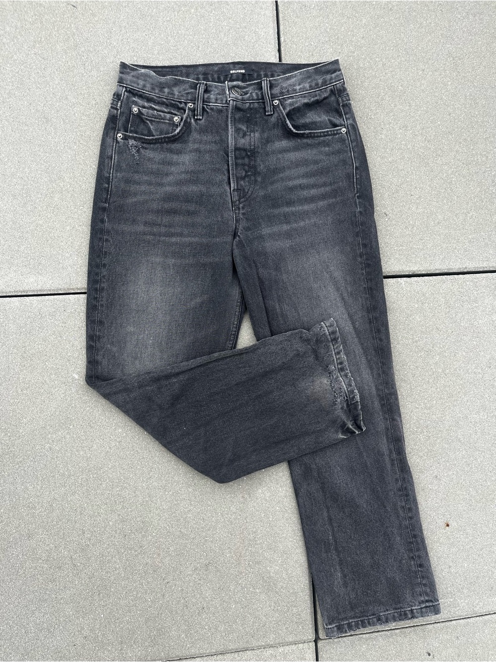 GRLFRND Linda - Black Washed Straight-Leg Jeans - 27